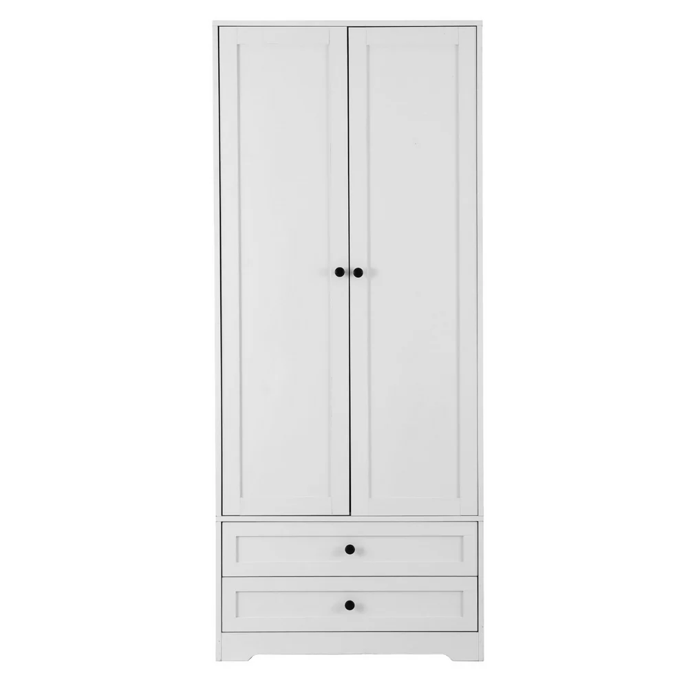 Artiss Wardrobe Clothes Closet Storage Organizer with 2 Doors White - Image 4