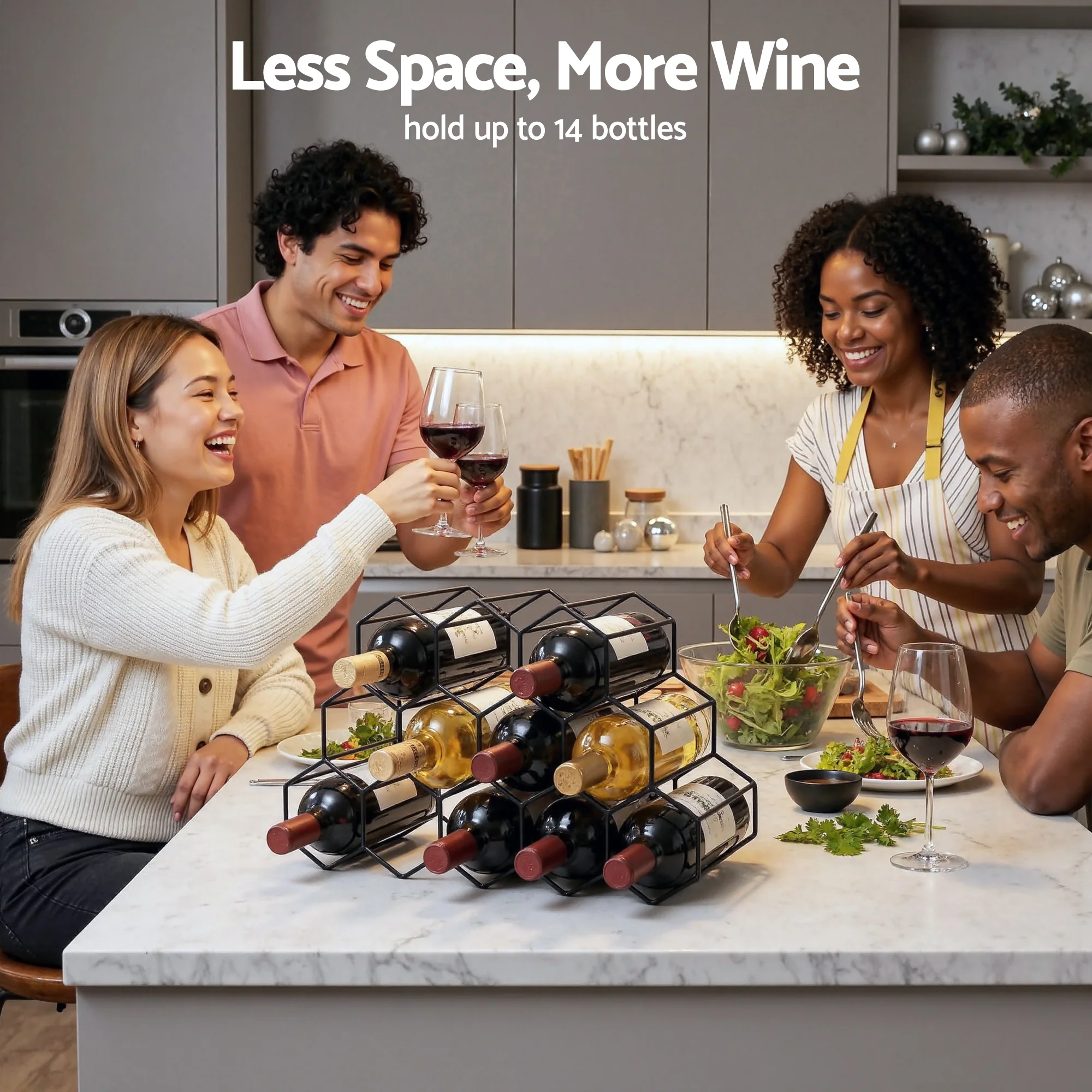 Artiss Wine Rack Metal 12 Bottle No Assembly Required Black - Image 5