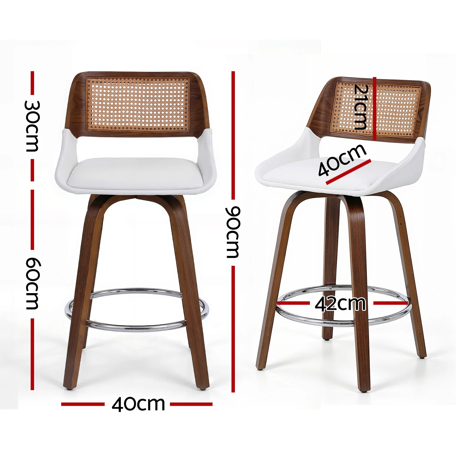 Artiss Wooden Bar Stools Set of 3 Swivel Kitchen Counter Stool Chair 60cm Seat Height - Image 3