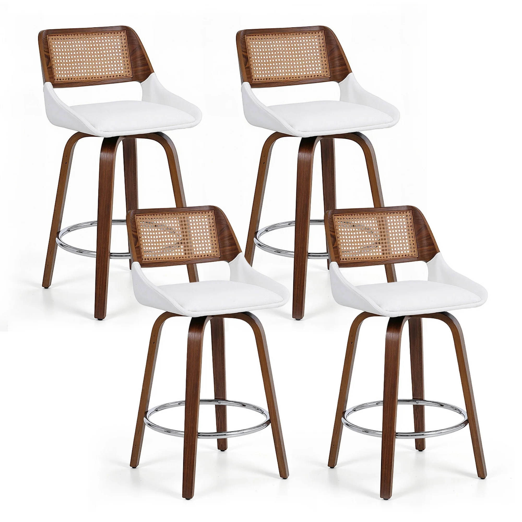 Artiss Wooden Bar Stools Set of 4 Swivel Kitchen Counter Stool Chair 60cm Seat Height - Image 2