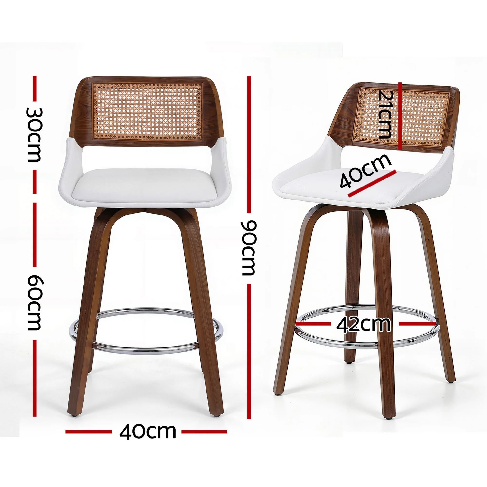 Artiss Wooden Bar Stools Set of 4 Swivel Kitchen Counter Stool Chair 60cm Seat Height - Image 3