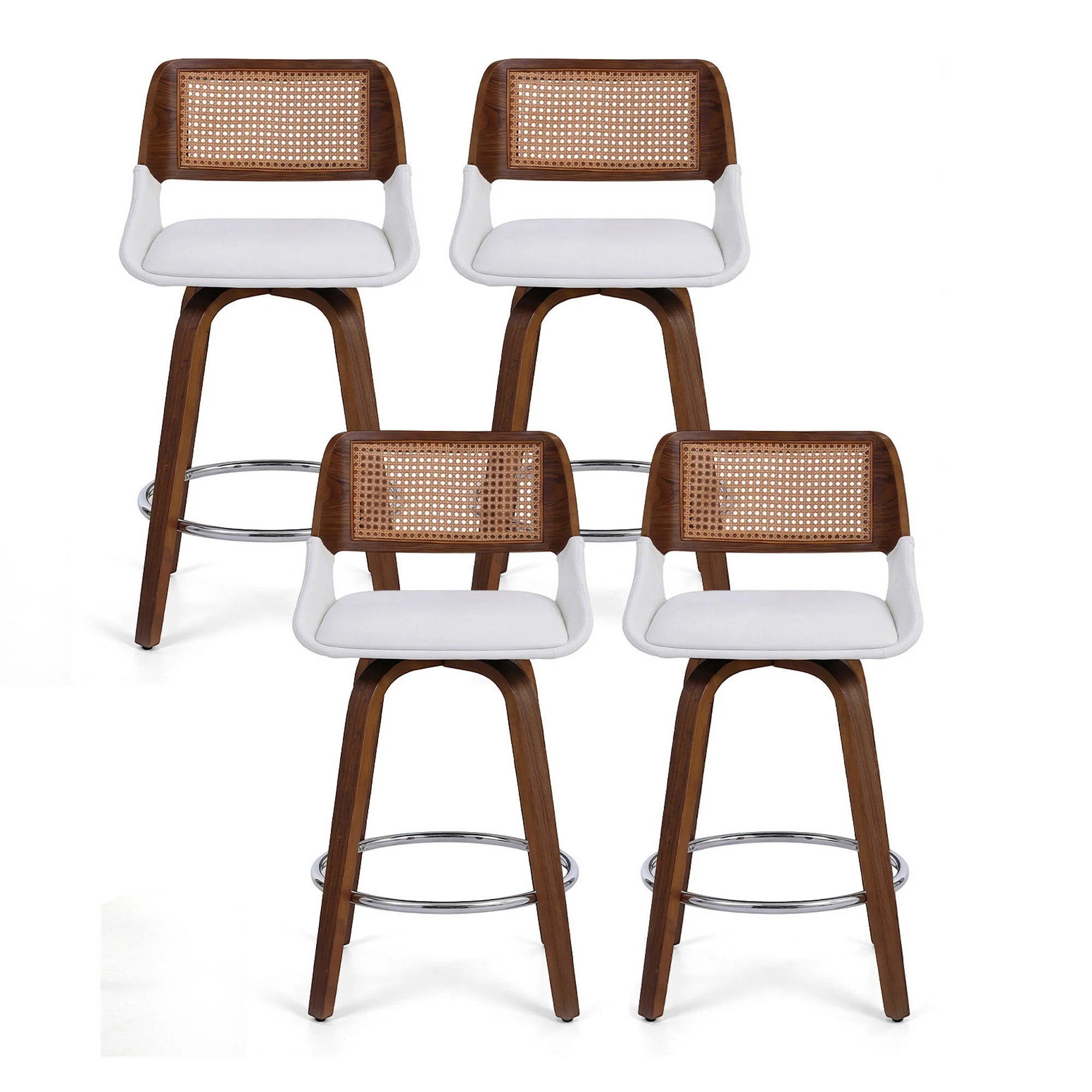 Artiss Wooden Bar Stools Set of 4 Swivel Kitchen Counter Stool Chair 60cm Seat Height - Image 4