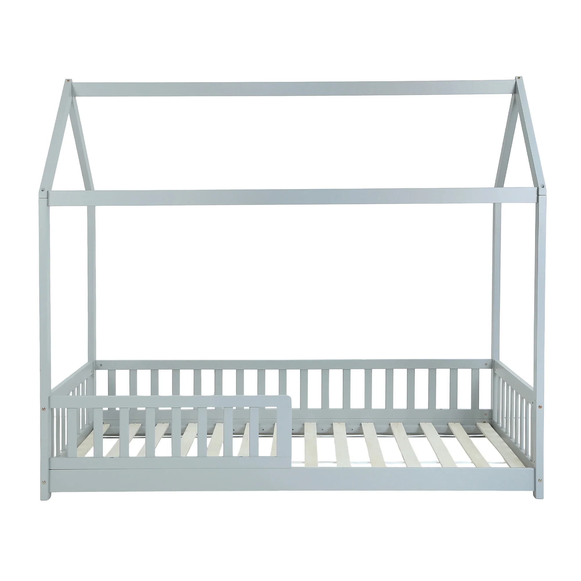 Artiss Bed Frame Wooden Kids House Frame Grey ROCK - Image 3