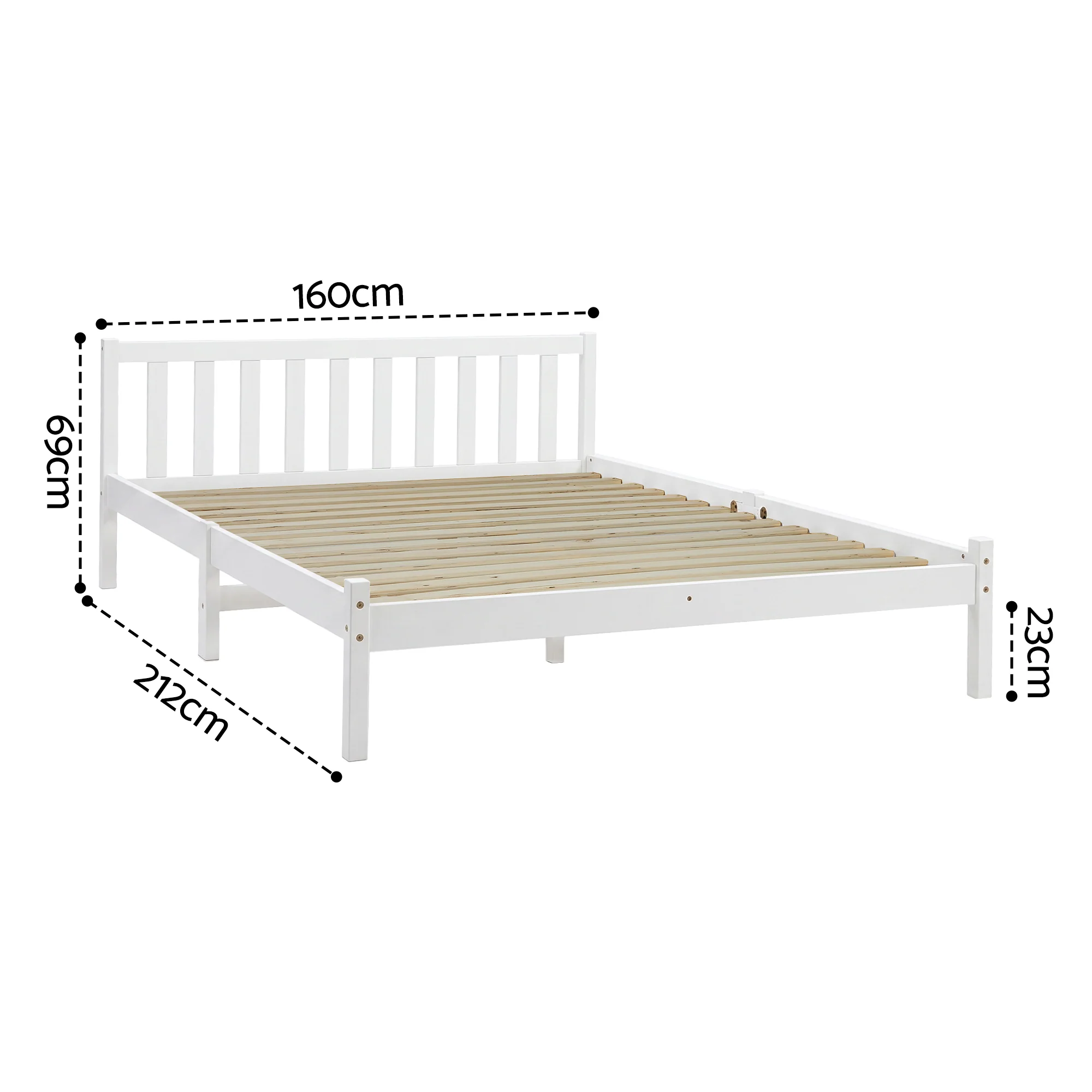 Artiss Bed Frame Queen Size Wooden White SOFIE - Image 3