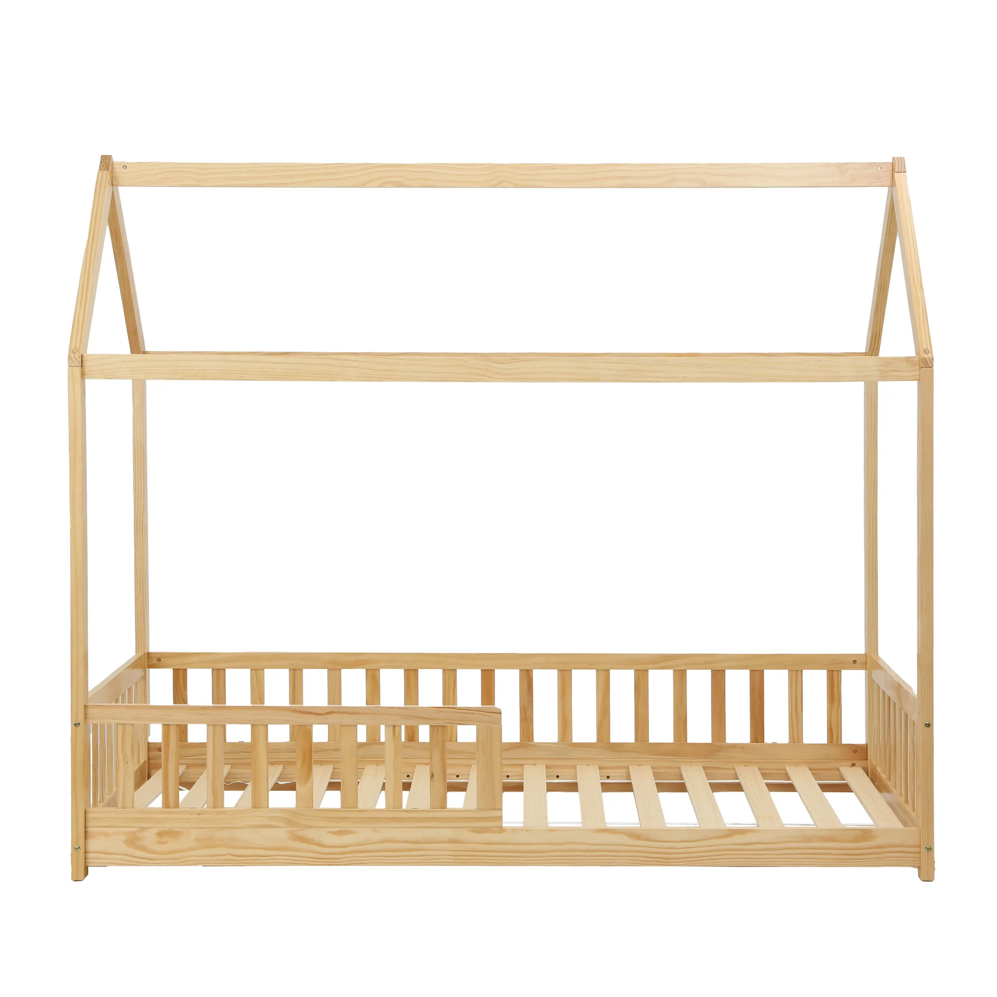 Artiss Bed Frame Wooden Kids House Frame Oak ROCK - Image 3