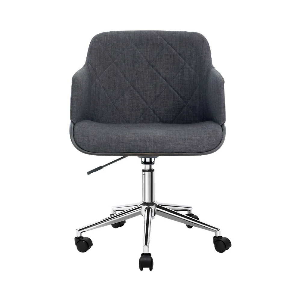 Artiss Wooden Office Chair Fabric Seat Grey - Image 3