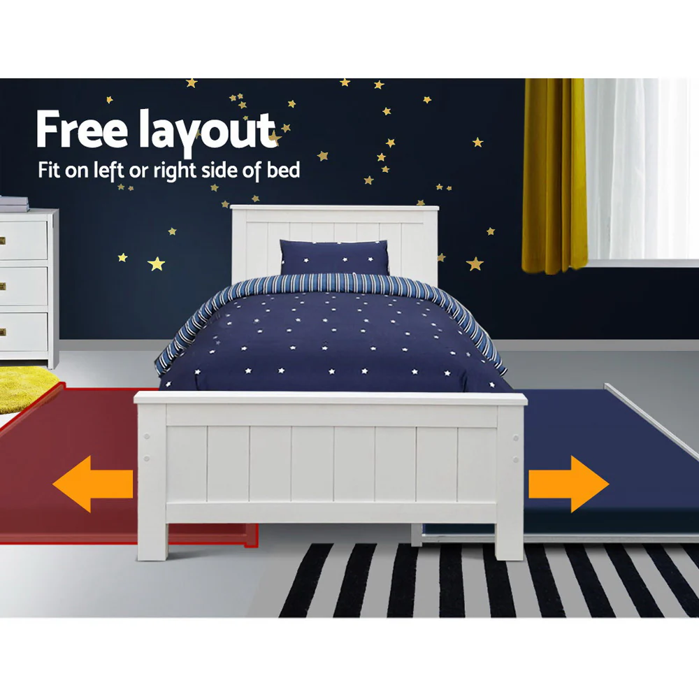 Artiss Bed Frame King Single Size Wooden Trundle Daybed White ELVIS - Image 7