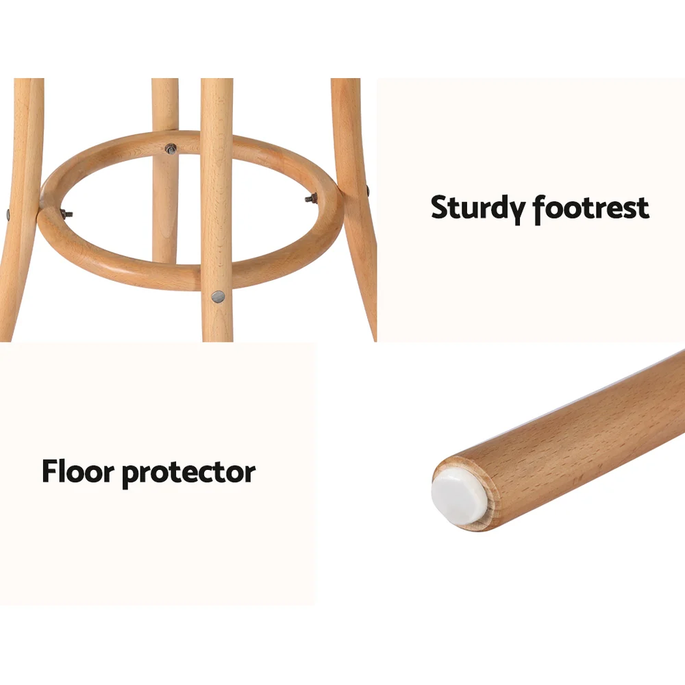 Artiss 2x Bar Stoosl Rattan Seat Wooden - Image 6