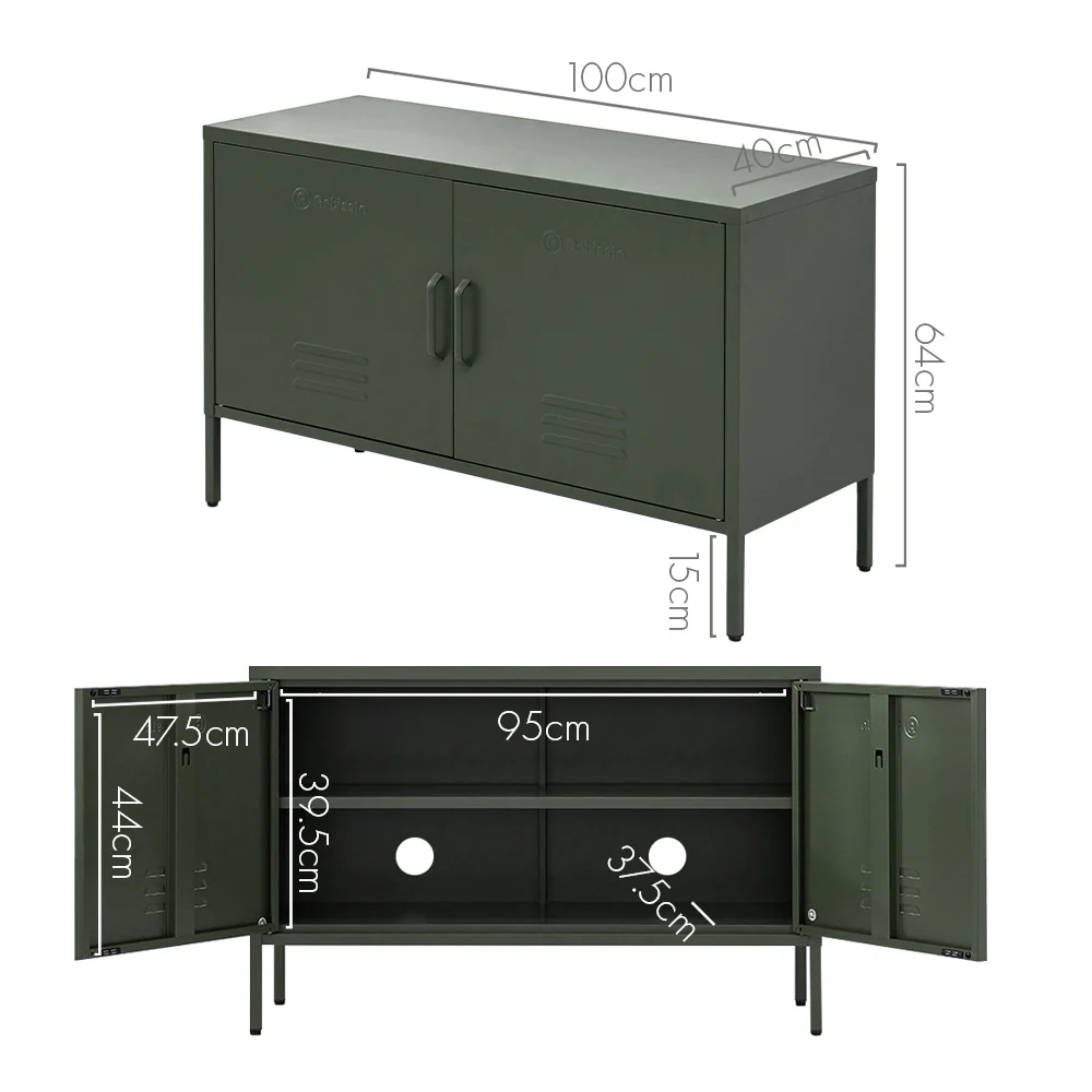ArtissIn Buffet Sideboard Metal Cabinet - BASE Green - Image 3