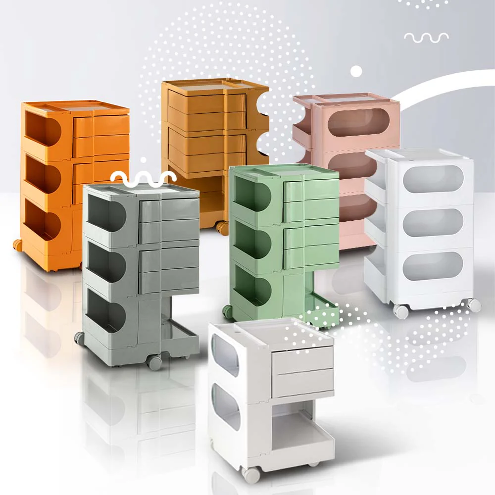ArtissIn Storage Trolley Bedside Table 5 Tier Cart Boby Replica Orange - Image 10