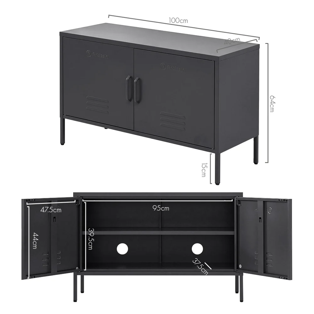 ArtissIn Buffet Sideboard Metal Cabinet - BASE Charcoal - Image 3