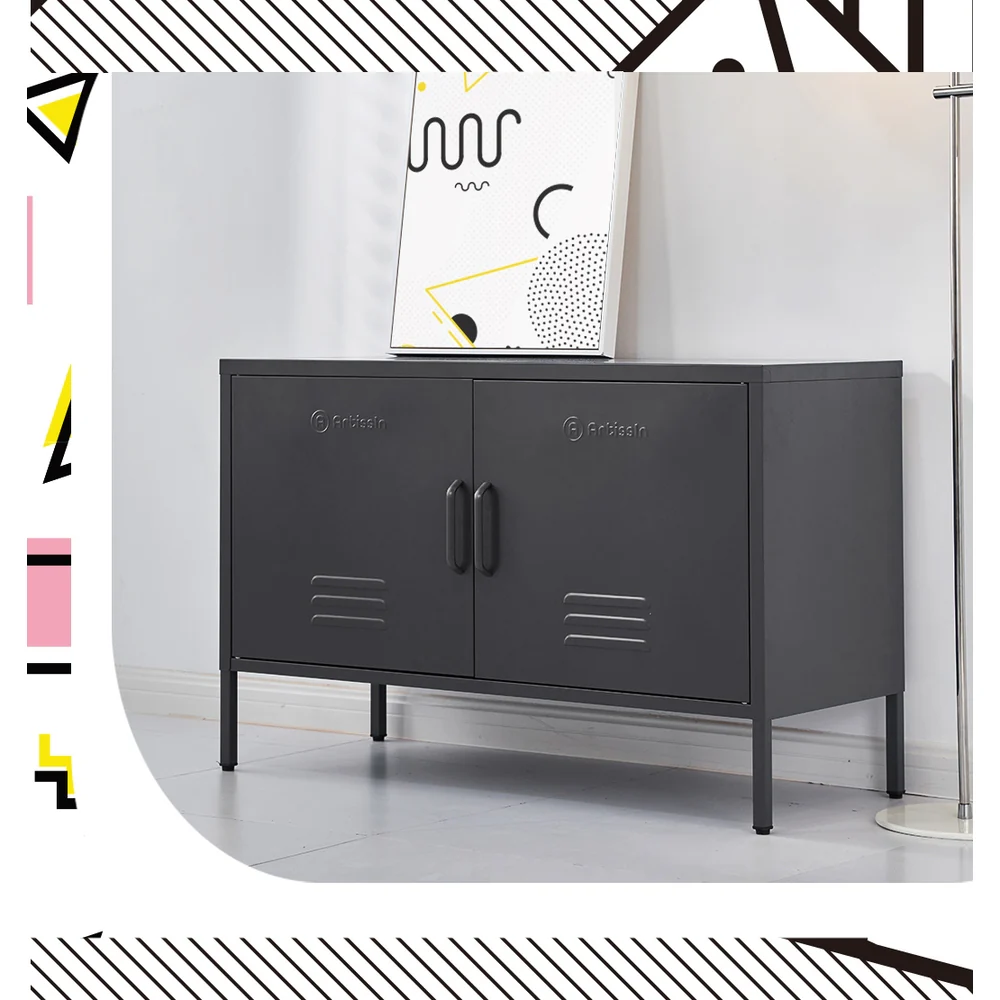 ArtissIn Buffet Sideboard Metal Cabinet - BASE Charcoal - Image 7