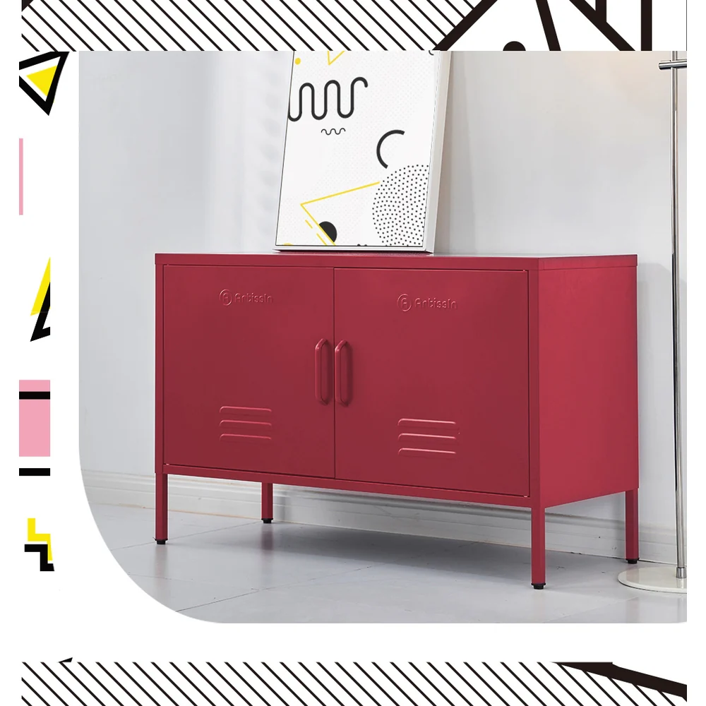 ArtissIn Buffet Sideboard Metal Cabinet - BASE Pink - Image 7