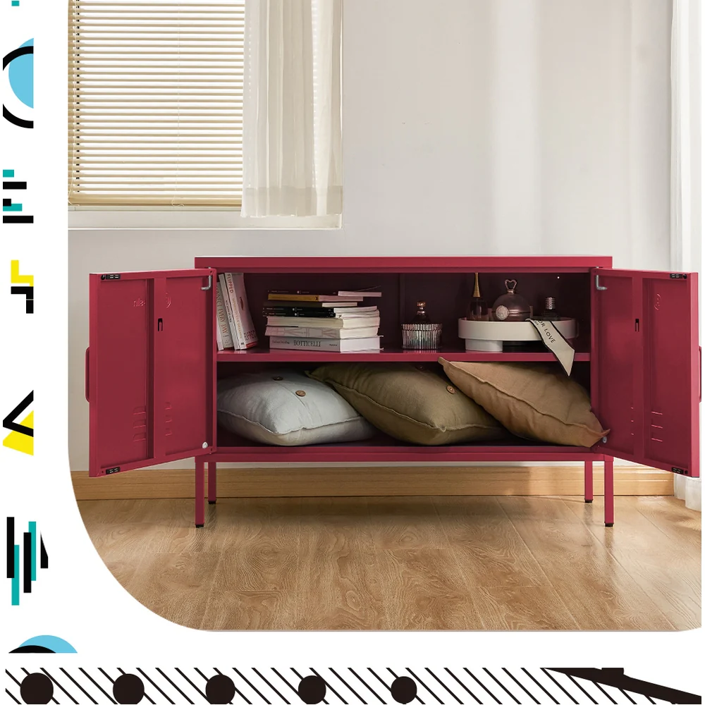 ArtissIn Buffet Sideboard Metal Cabinet - BASE Pink - Image 8