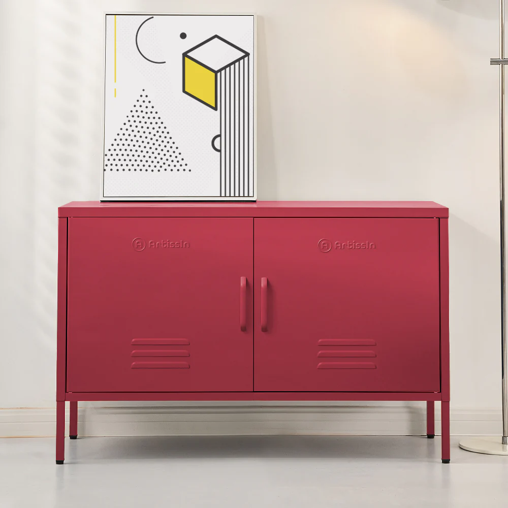 ArtissIn Buffet Sideboard Metal Cabinet - BASE Pink - Image 9