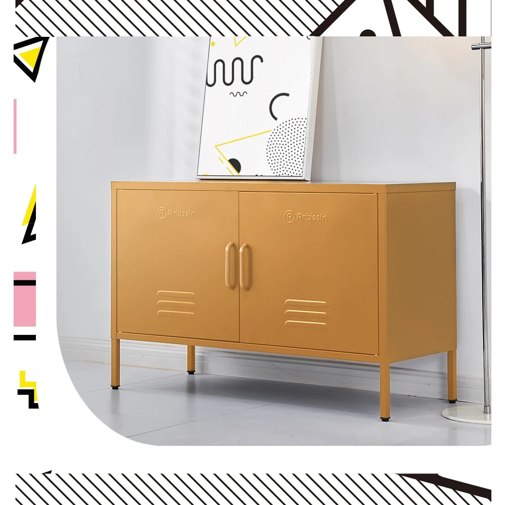 ArtissIn Buffet Sideboard Metal Cabinet - BASE Yellow - Image 7
