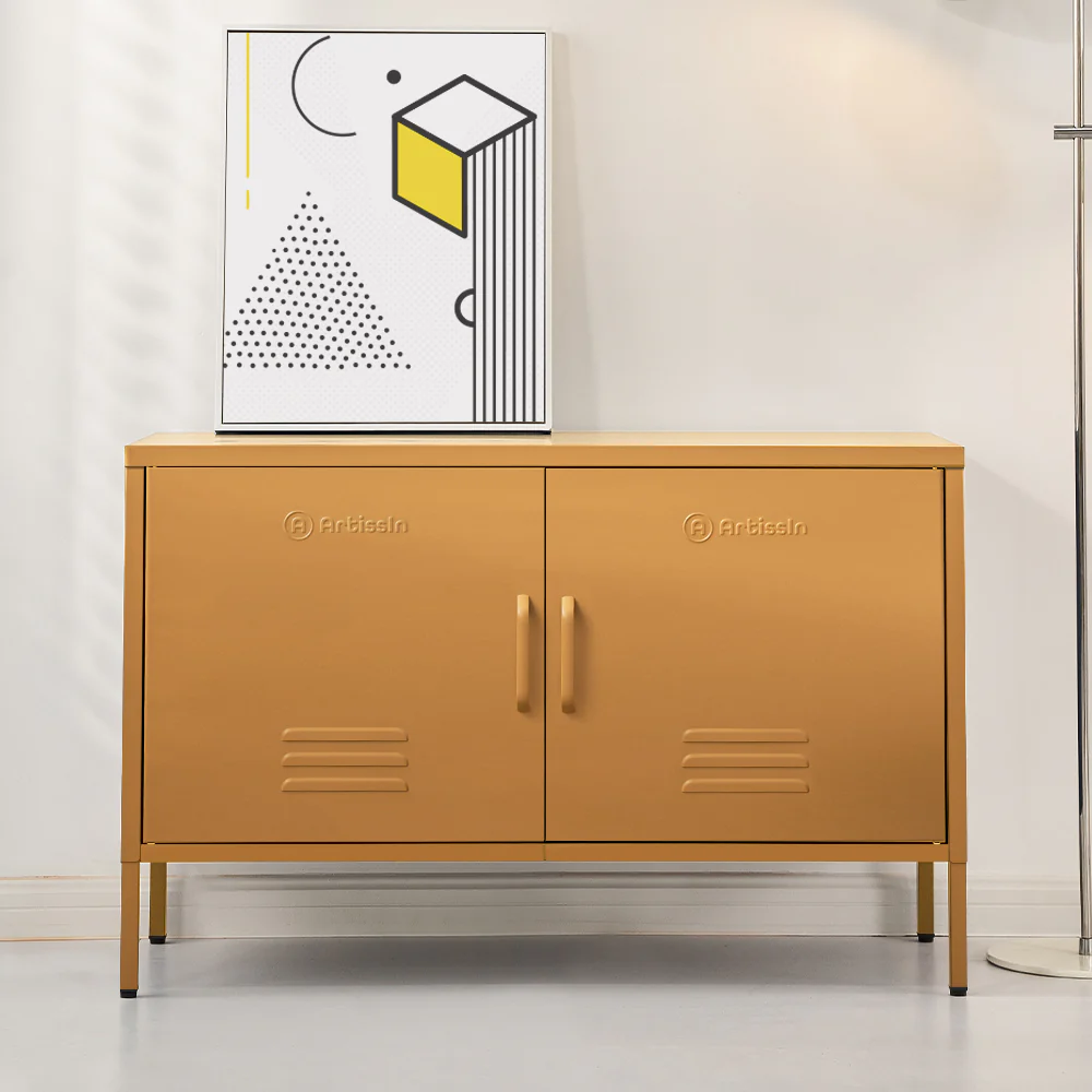 ArtissIn Buffet Sideboard Metal Cabinet - BASE Yellow - Image 9