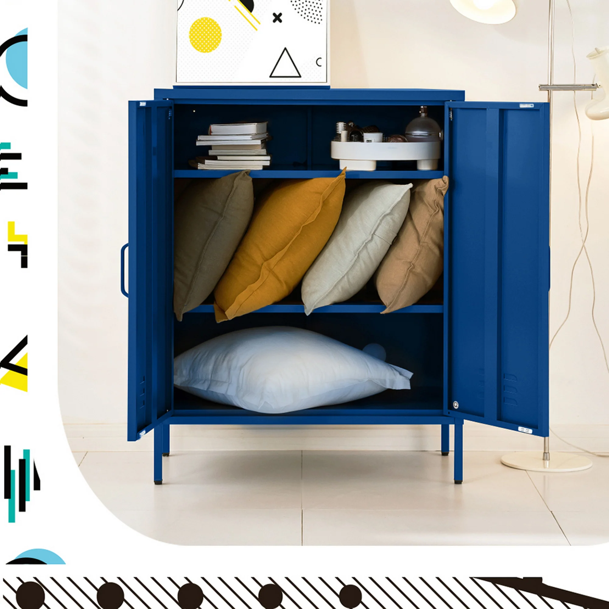 ArtissIn Buffet Sideboard Metal Cabinet - SWEETHEART Blue - Image 8