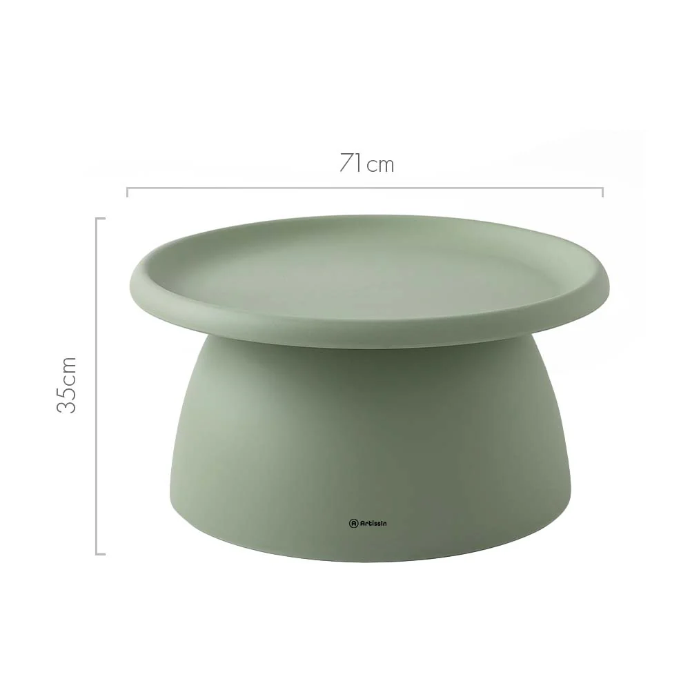 Artiss Coffee Table Round 71CM Plastic Green - Image 2