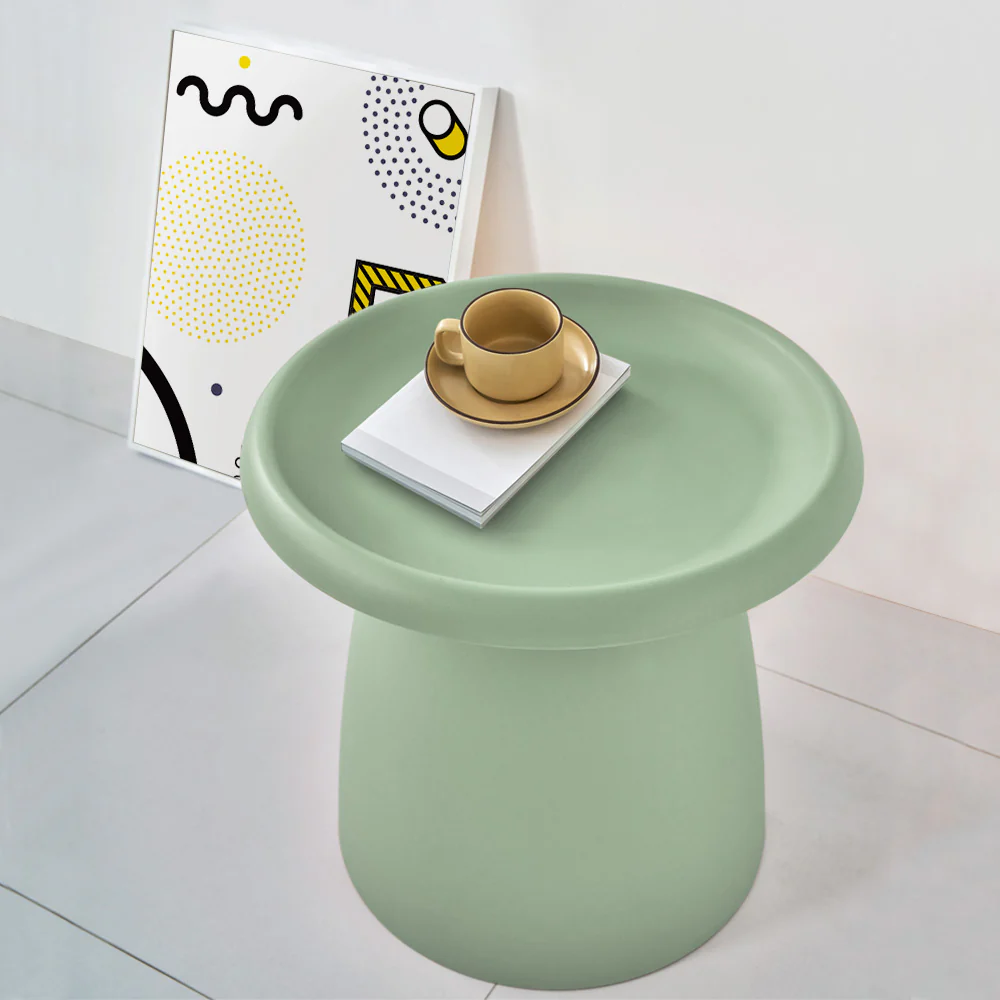 Artiss Coffee Table Round 52CM Plastic Green - Image 8