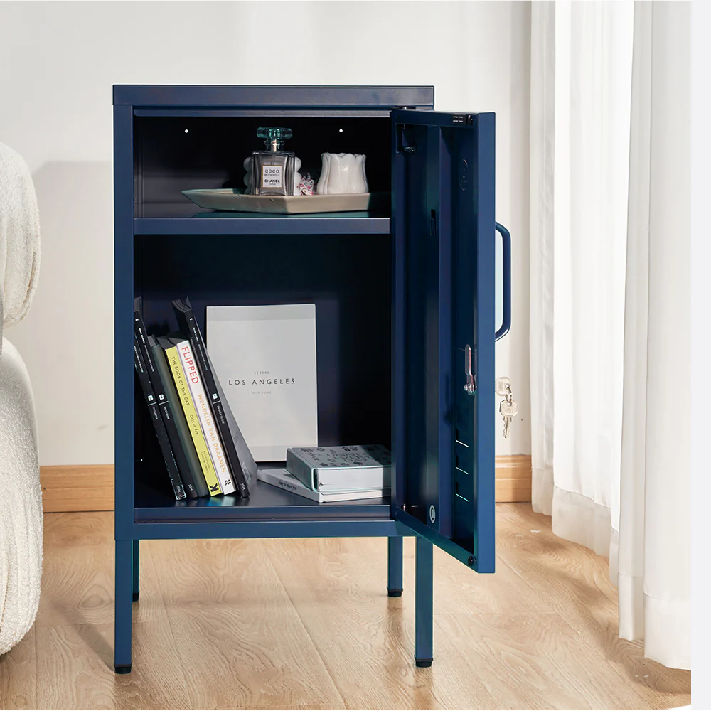 ArtissIn Bedside Table Metal Cabinet - Blue - Image 6