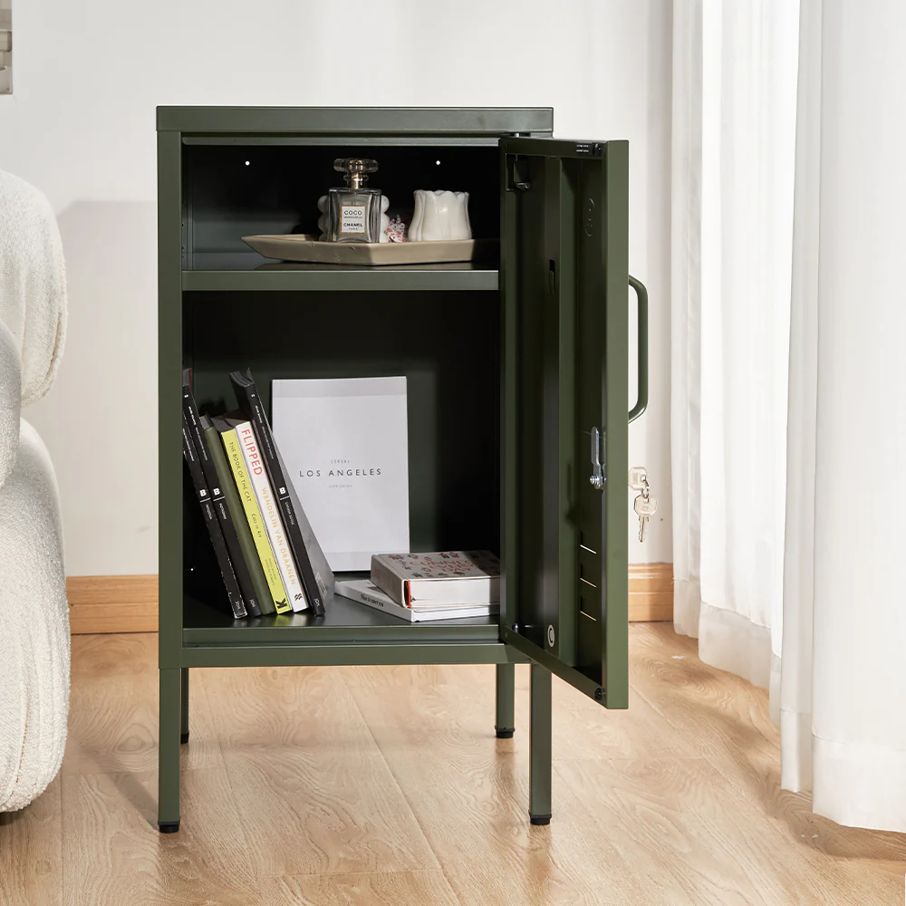 ArtissIn Bedside Table Metal Cabinet - Green - Image 6