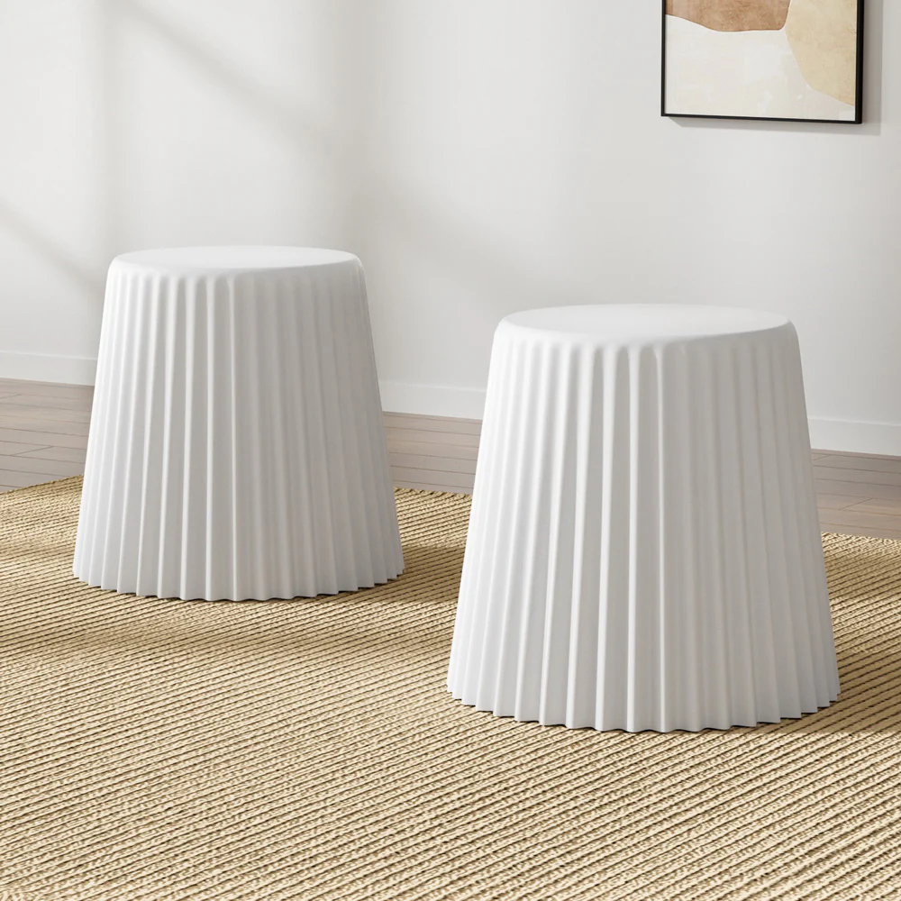 Artiss 2x Bar Stools Cupcake Plastic Foot Stool White - Image 7