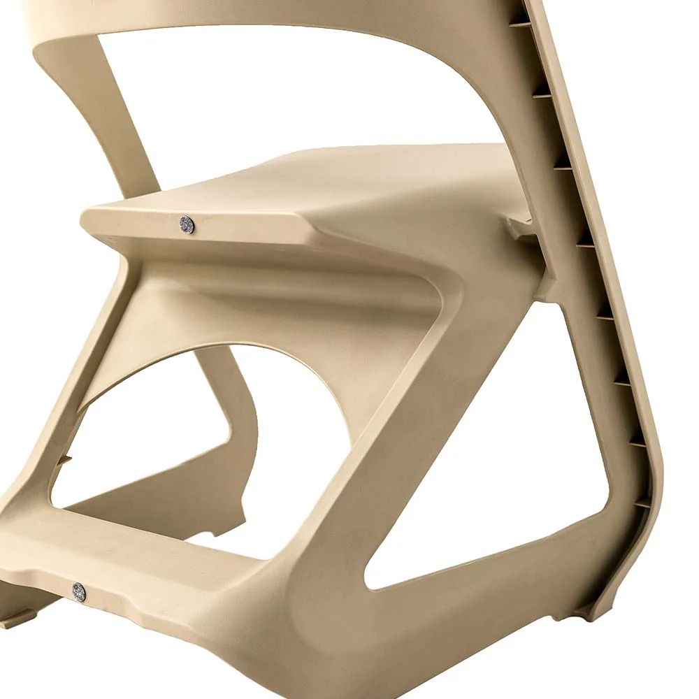 ArtissIn Set of 4 Dining Chairs Office Cafe Lounge Seat Stackable Plastic Leisure Chairs Beige - Image 4