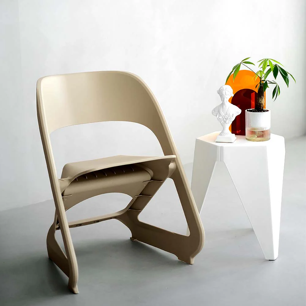 ArtissIn Set of 4 Dining Chairs Office Cafe Lounge Seat Stackable Plastic Leisure Chairs Beige - Image 8