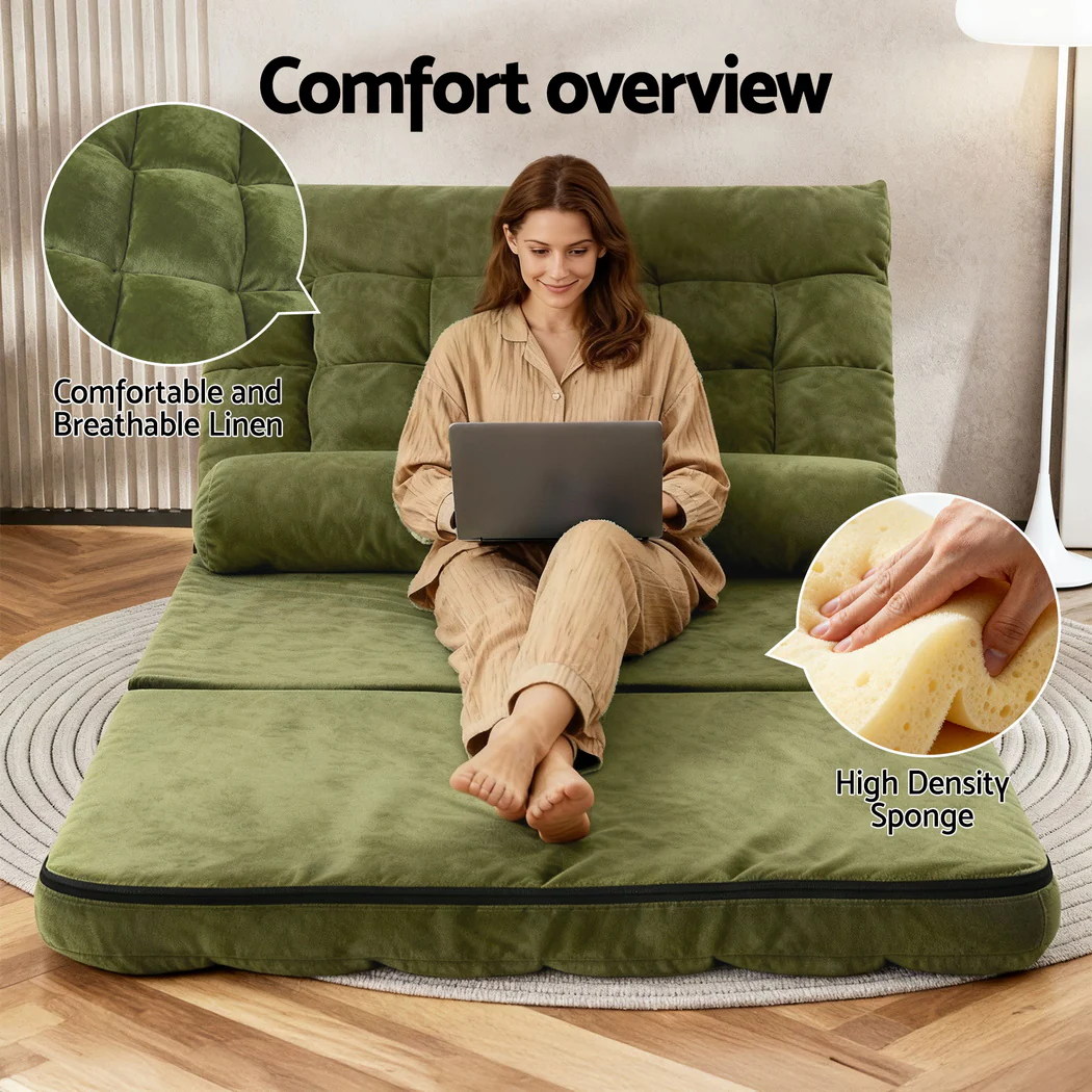 ArtissLounge Sofa Bed 2 seater Green Fabric - Image 5