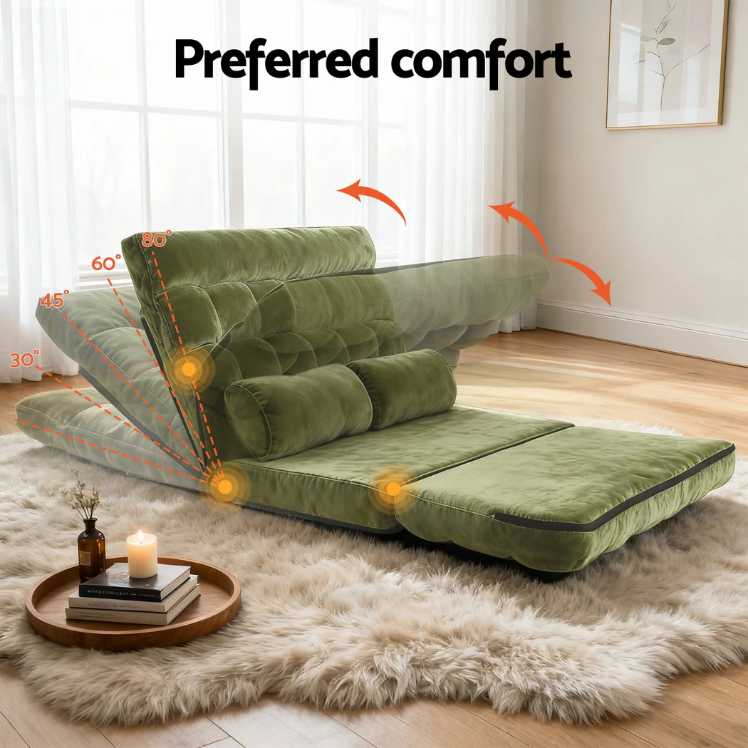 ArtissLounge Sofa Bed 2 seater Green Fabric - Image 6