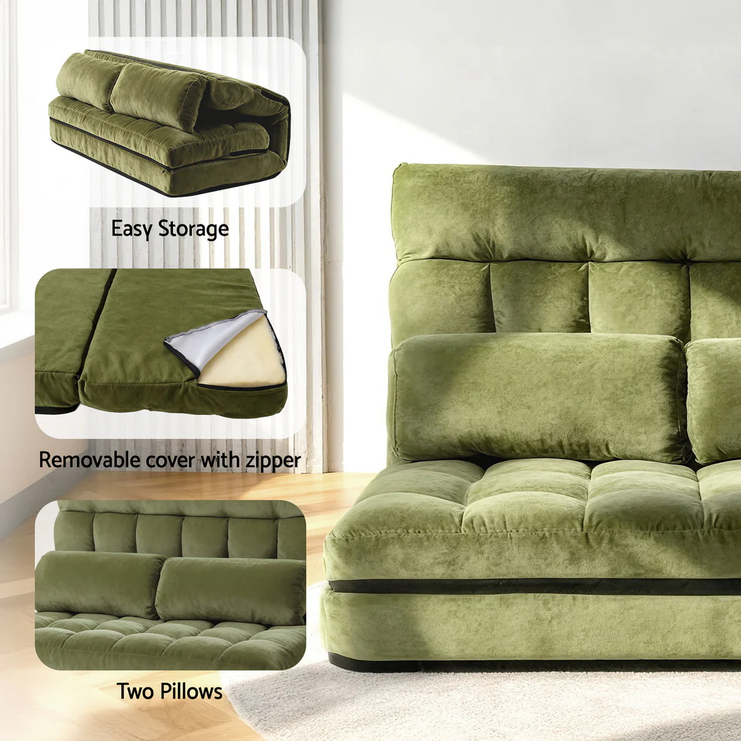 ArtissLounge Sofa Bed 2 seater Green Fabric - Image 7