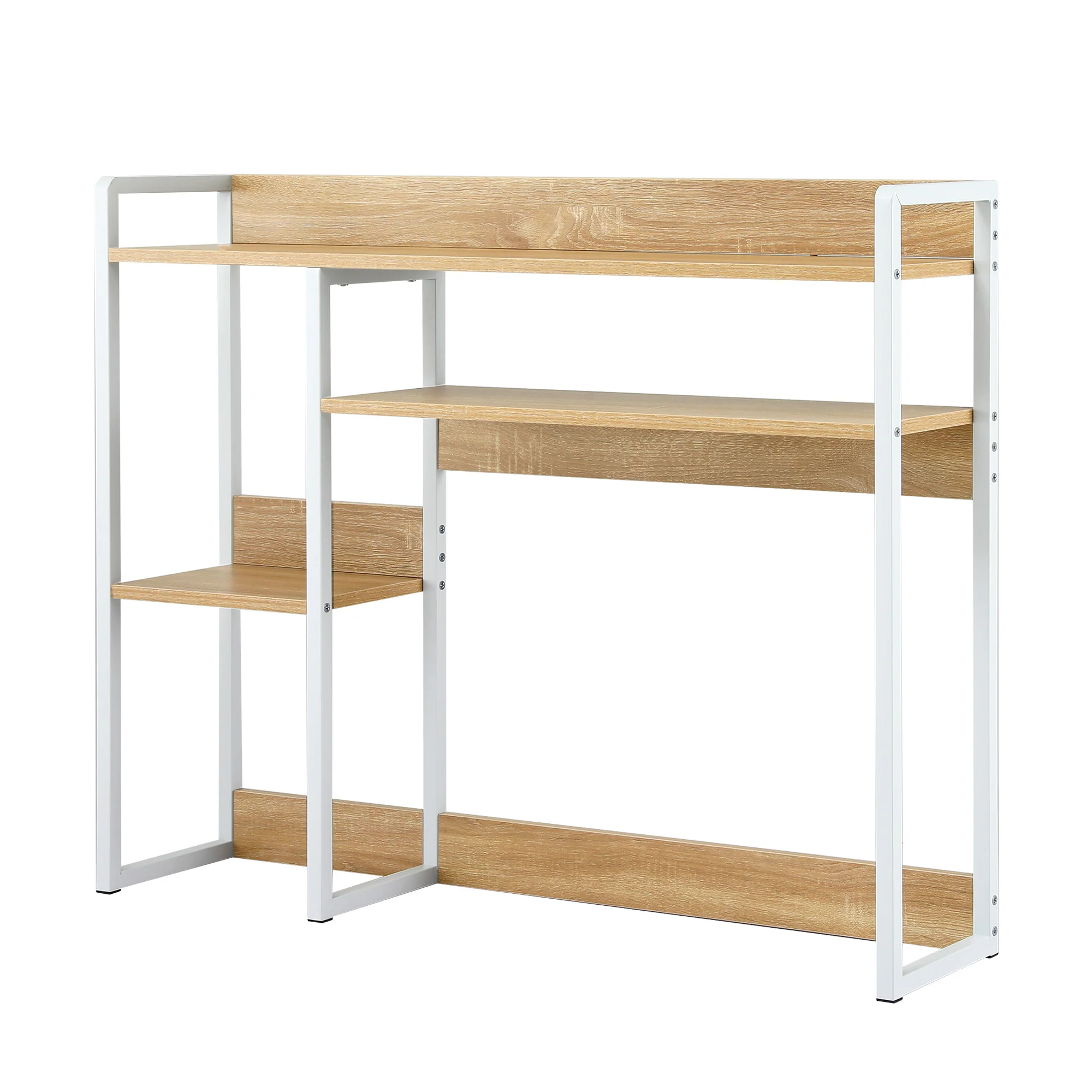 Artist 2-Tier Desk Bookshelf Organizer 24cm Depth for Unblocked Monitor View Asymmetrical Desk Hutch Dorm for WFH & Gaming Heavy-Duty - Image 2
