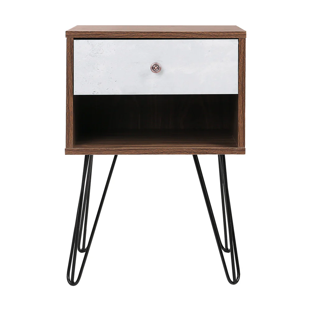 Artiss Bedside Table 1 Drawers with Shelf - LARS - Image 3