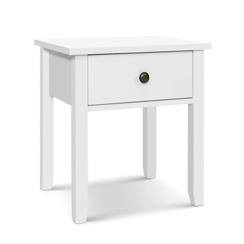 Artiss Bedside Table 1 Drawer - BOW White