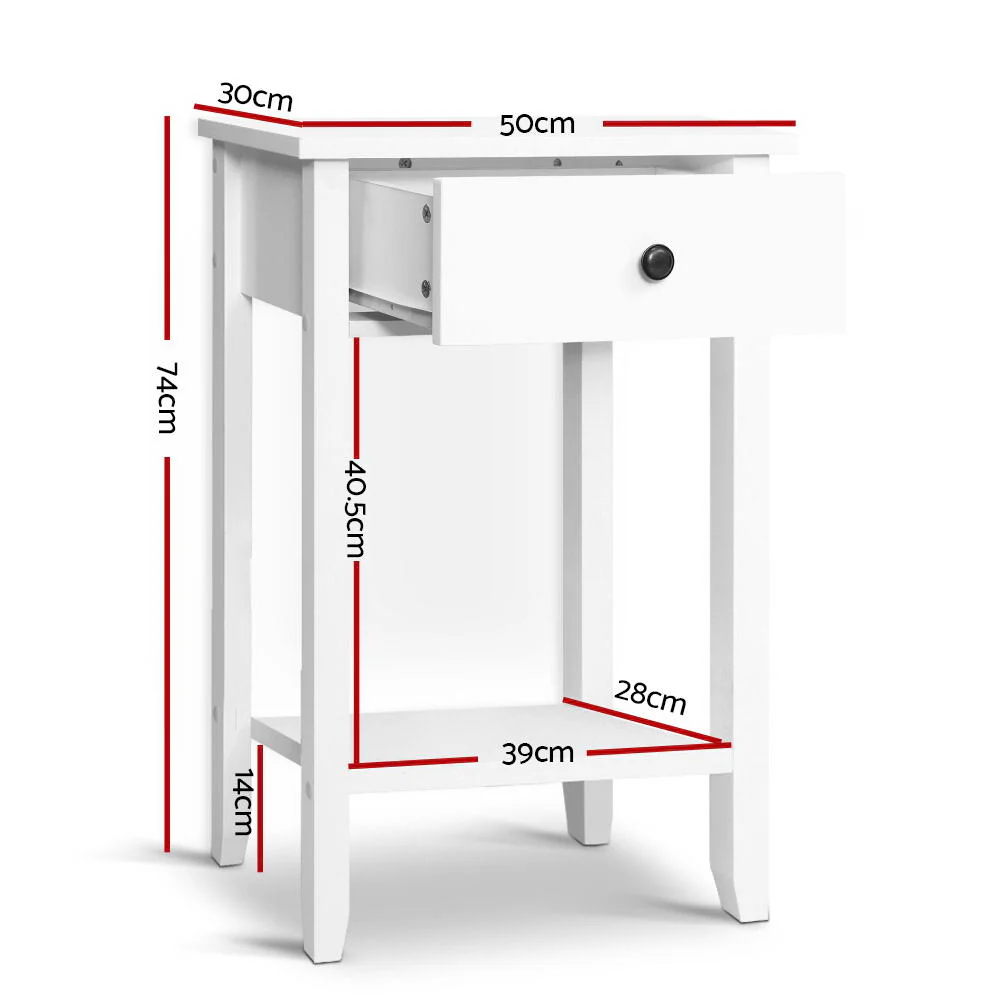 Artiss Bedside Table 1 Drawer with Shelf - BOWIE White - Image 8