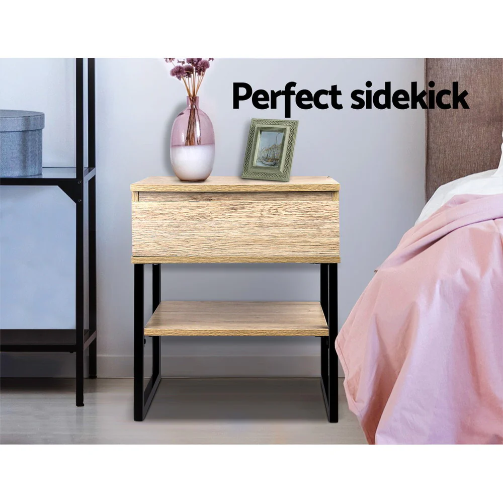 Artiss Bedside Table 1 Drawers with Shelf - CASEY - Image 4
