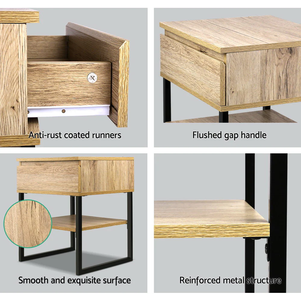 Artiss Bedside Table 1 Drawers with Shelf - CASEY - Image 5
