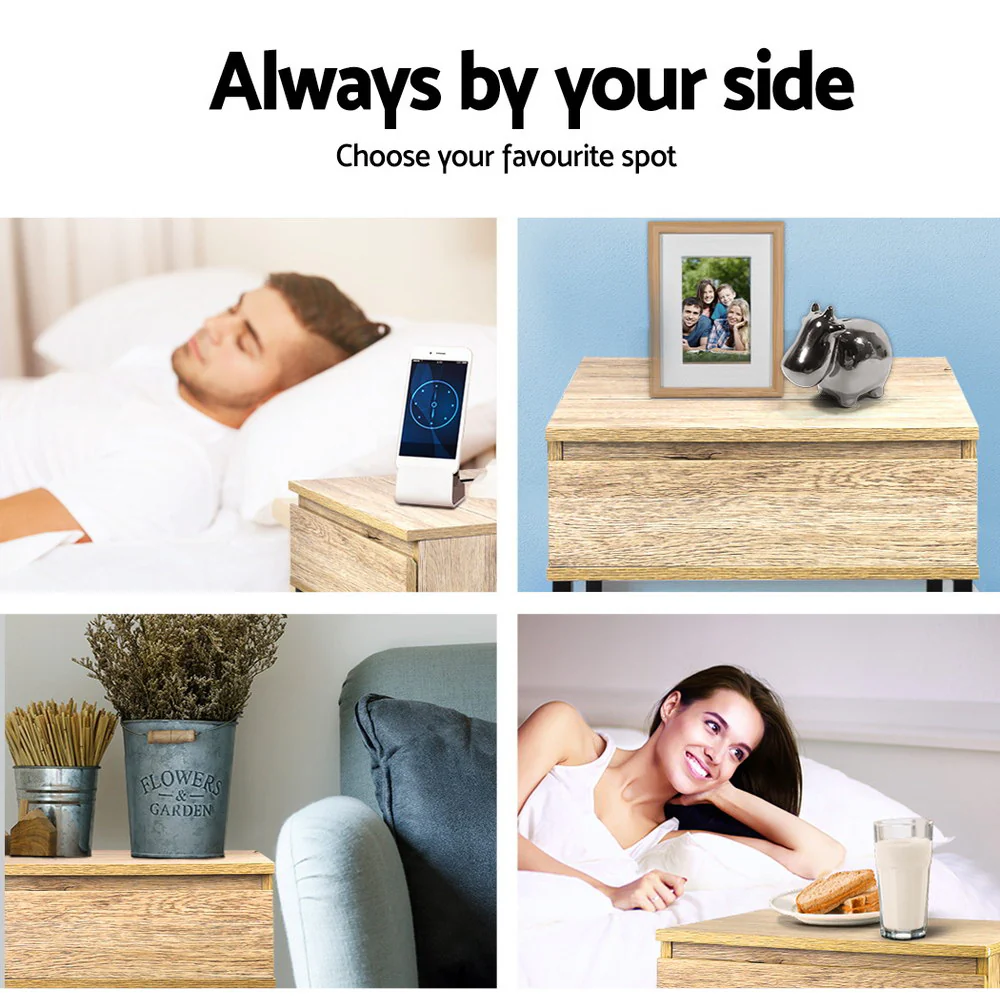 Artiss Bedside Table 1 Drawers with Shelf - CASEY - Image 7