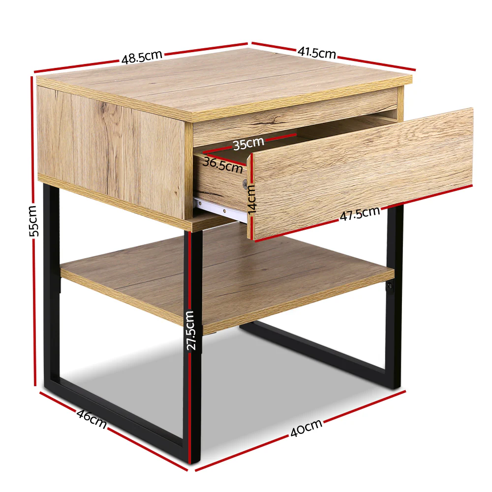 Artiss Bedside Table 1 Drawers with Shelf - CASEY - Image 8