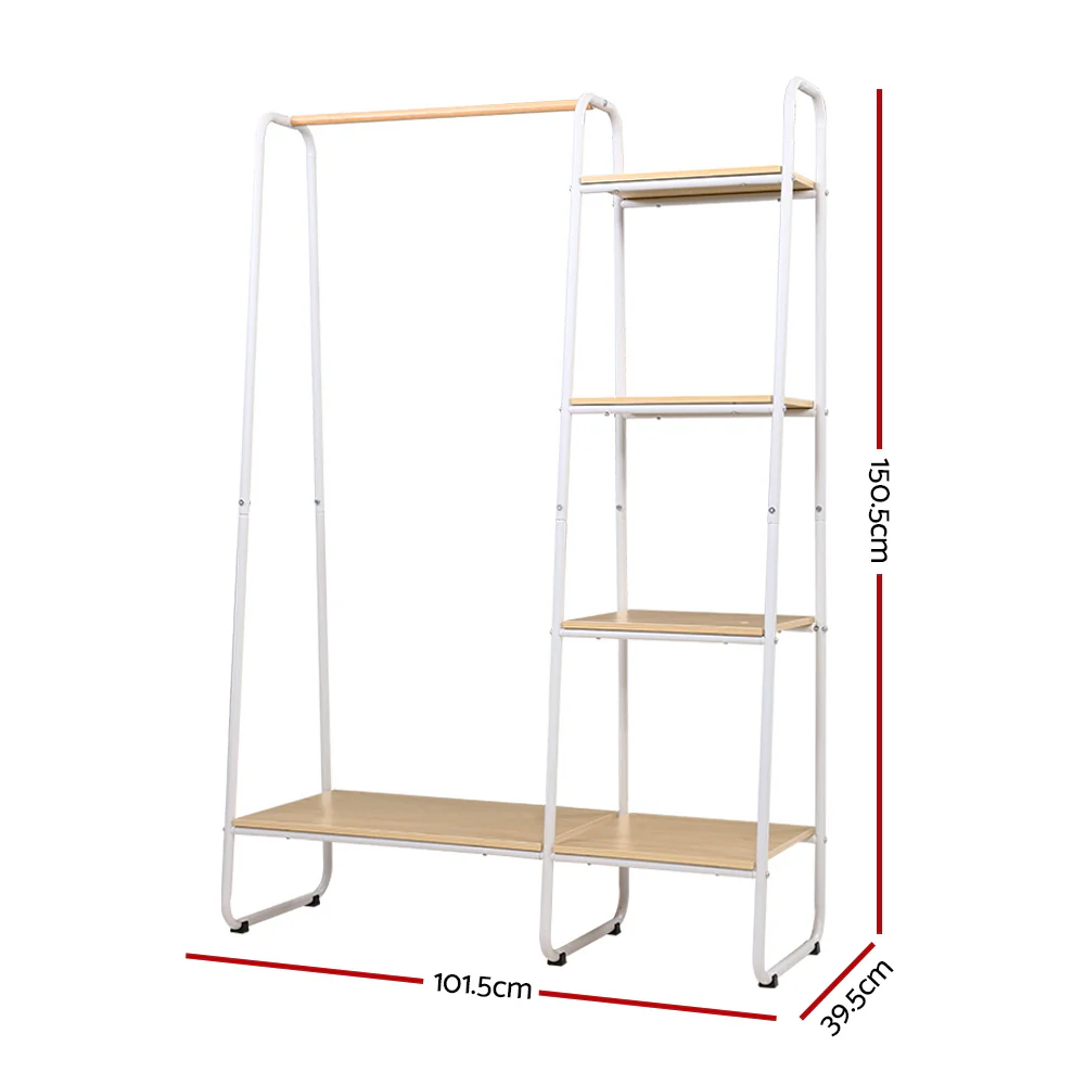 Artiss Clothes Rack Coat Stand 150cm Hanger Closet White - Image 3