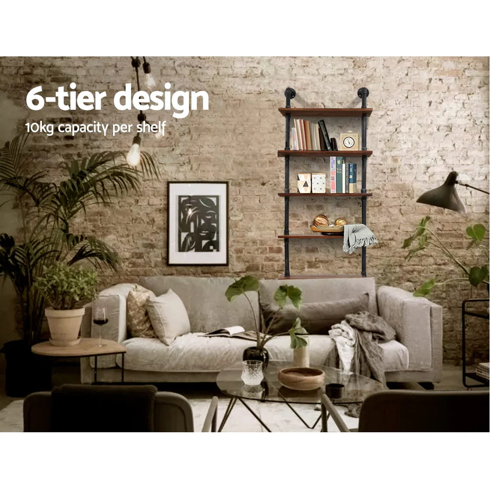 Artiss Floating DIY Pipe Shelf 6 Tiers - IDA - Image 5