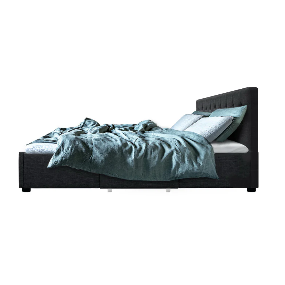 Artiss Bed Frame Double Size with 4 Drawers Grey AVIO - Image 4