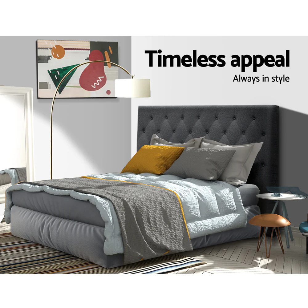 Artiss Bed Head Double Size Fabric - CAPPI Charcoal - Image 6
