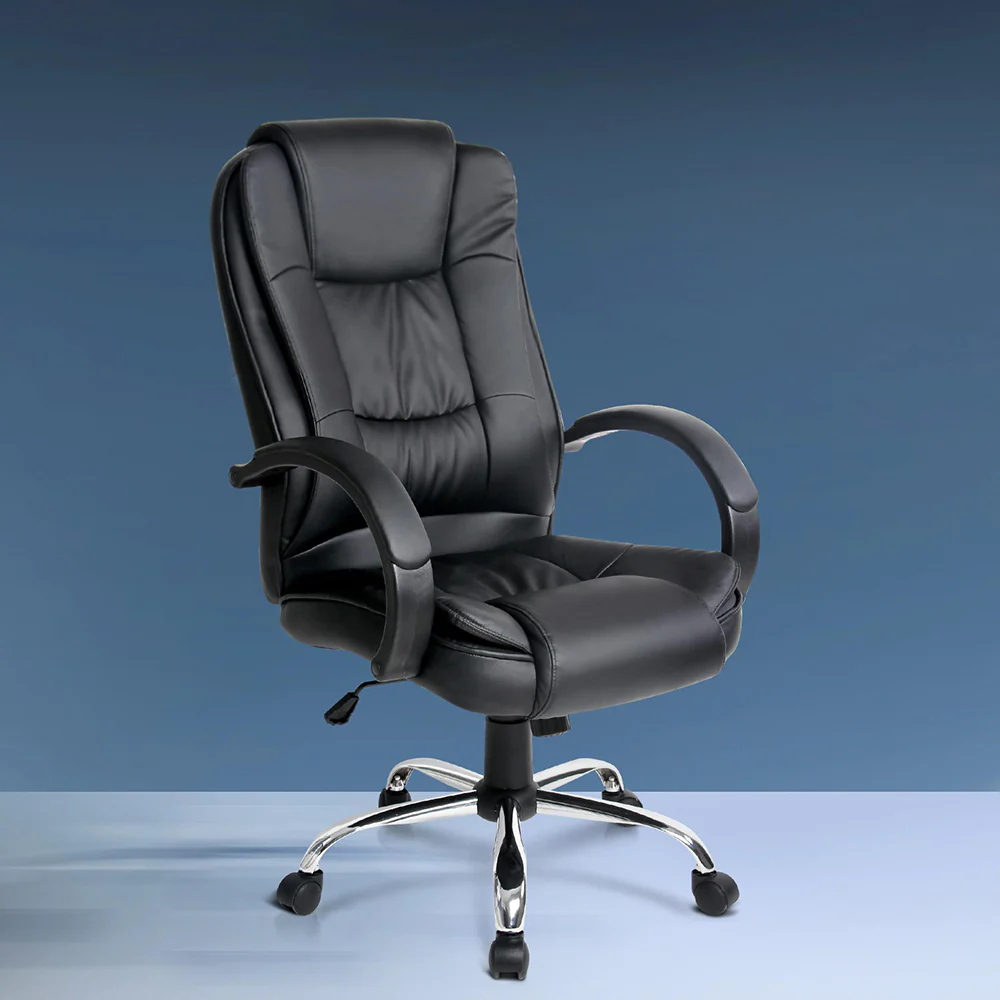 Artiss Executive Office Chair Leather Tilt Black - Image 8