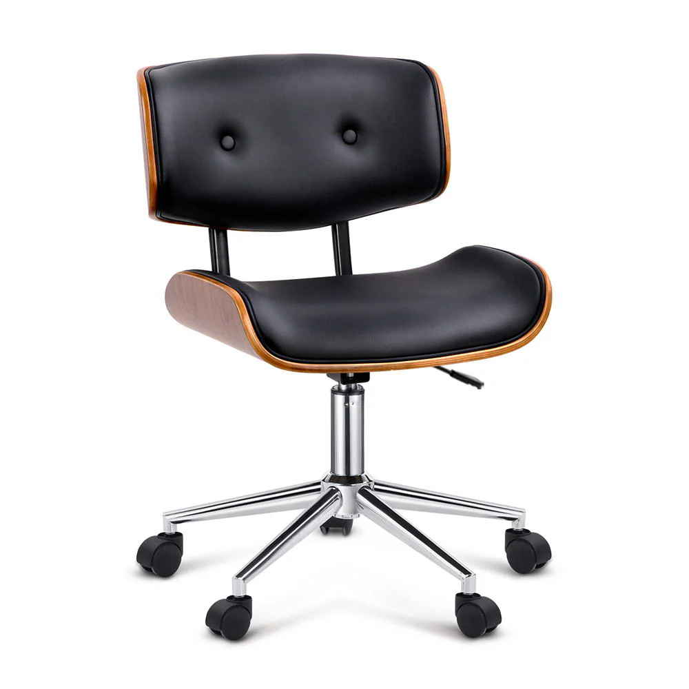 Artiss Wooden Office Chair Fabric Seat Black - Image 7