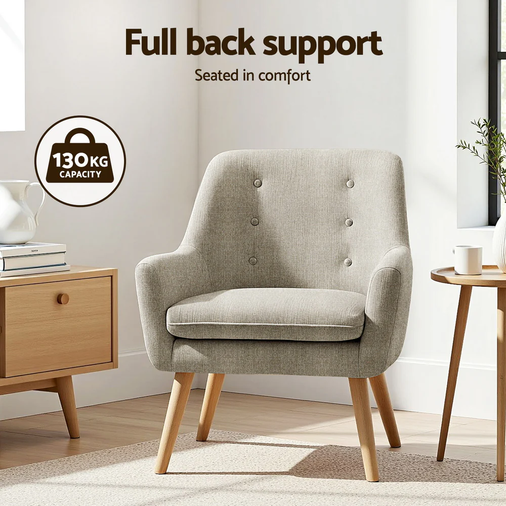 Artiss Anne Armchair - Beige - Image 4