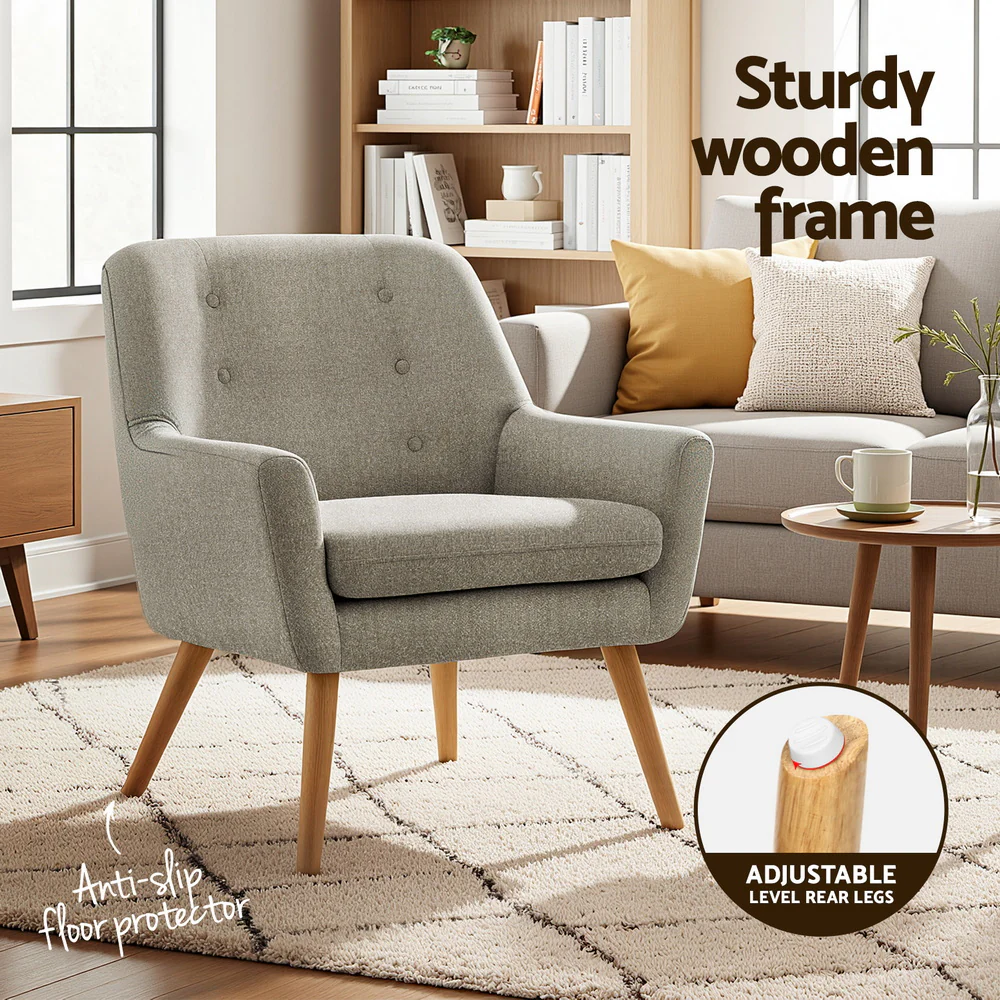 Artiss Anne Armchair - Beige - Image 5