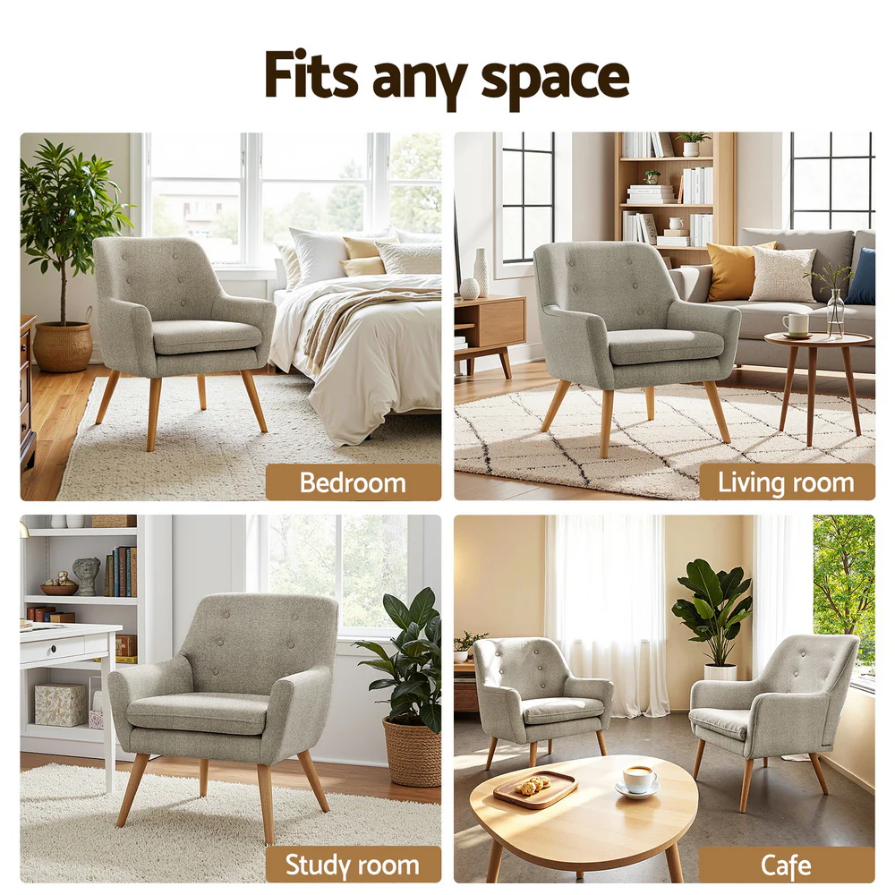 Artiss Anne Armchair - Beige - Image 6