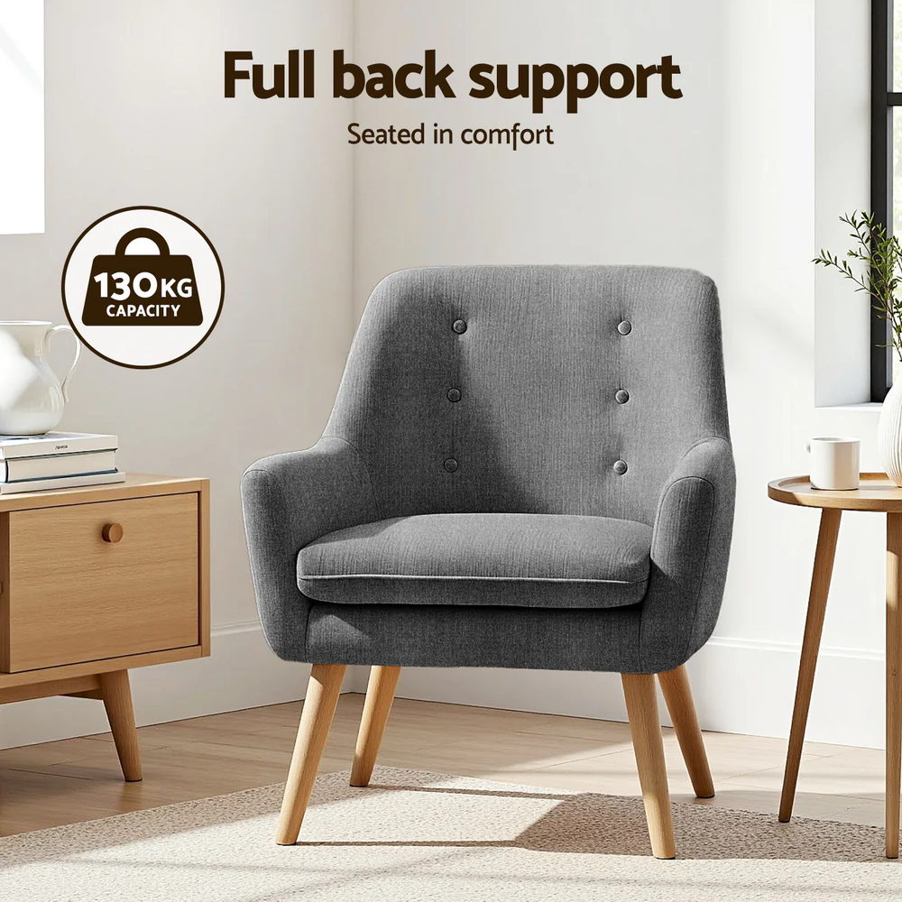 Artiss Anne Armchair - Grey - Image 4
